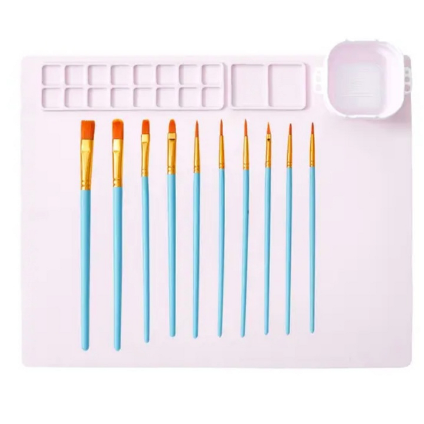 Kid's Washable Silicone Painting Mat with Paint Brushes - Blue