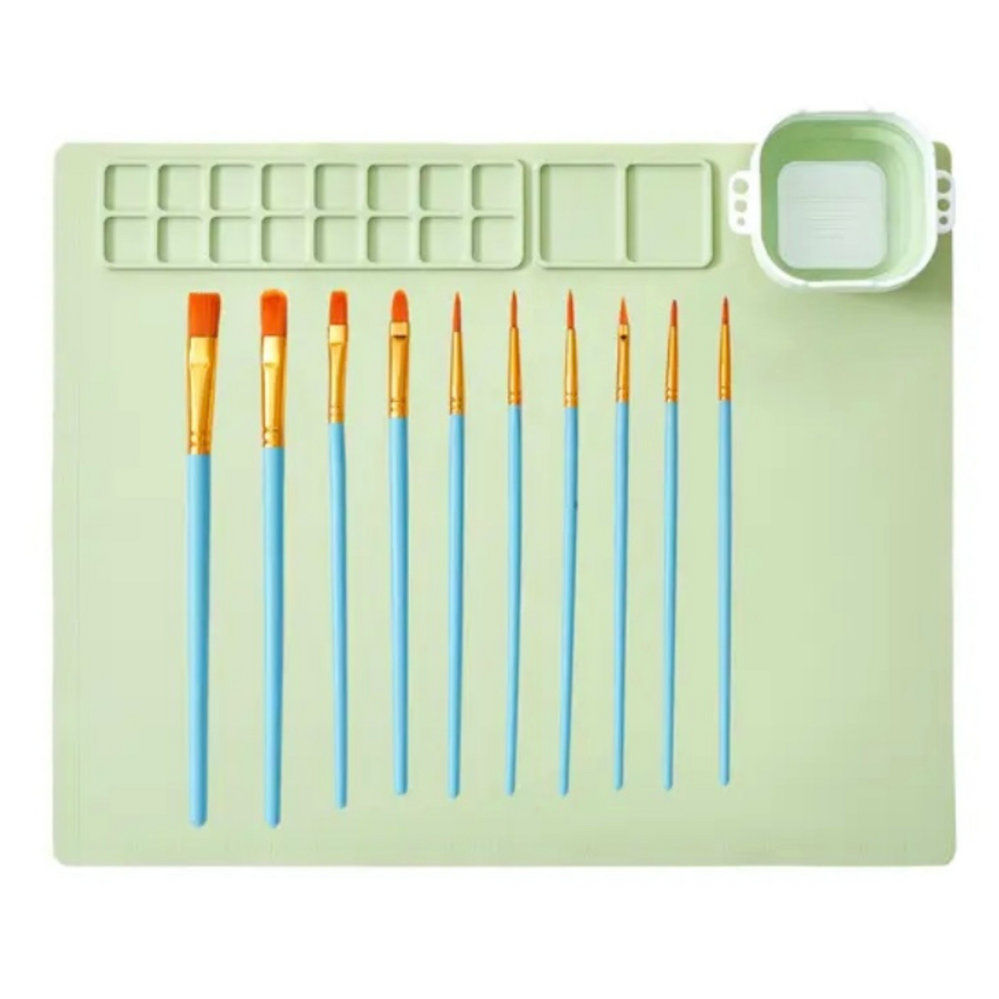 Kid's Washable Silicone Painting Mat with Paint Brushes - Blue